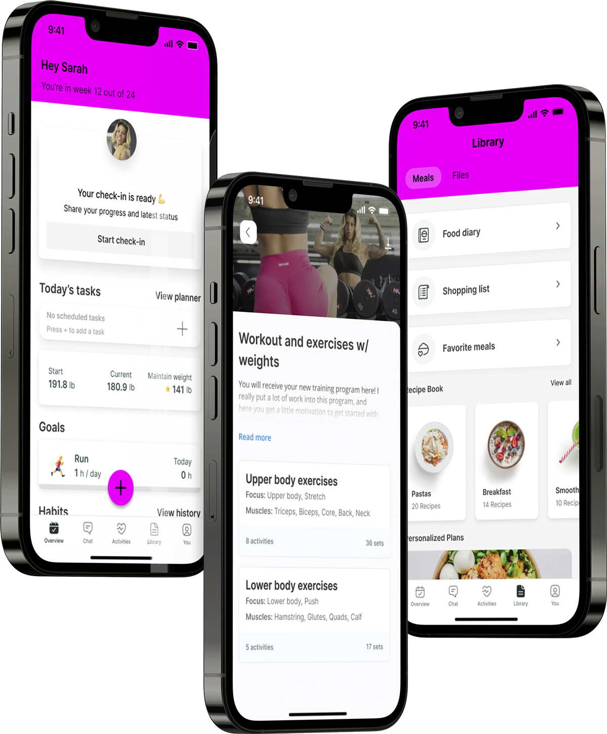 A mockup of the coaching app showcasing the features.